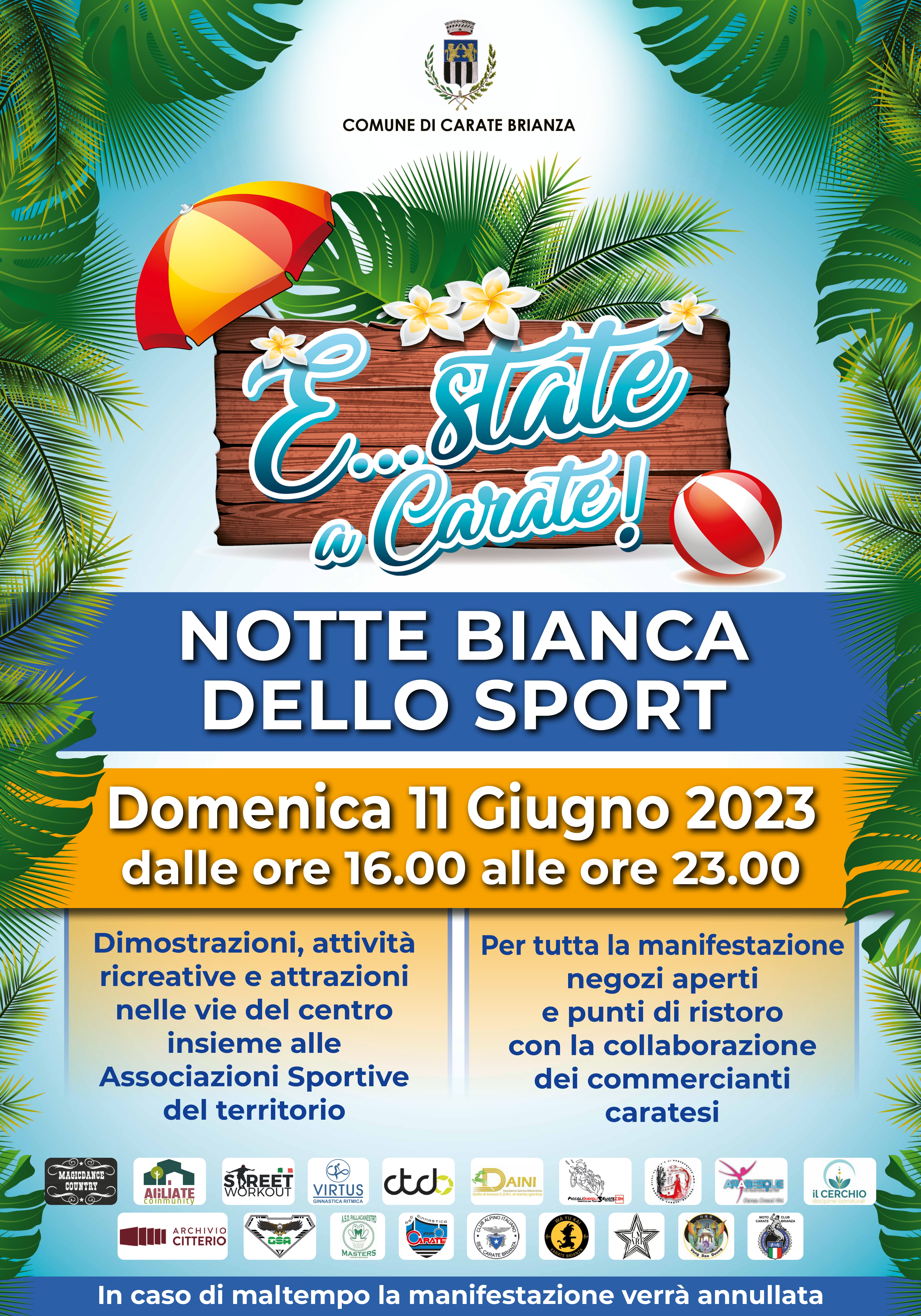 Domenica 11 giugno torna la Notte Bianca dello Sport 