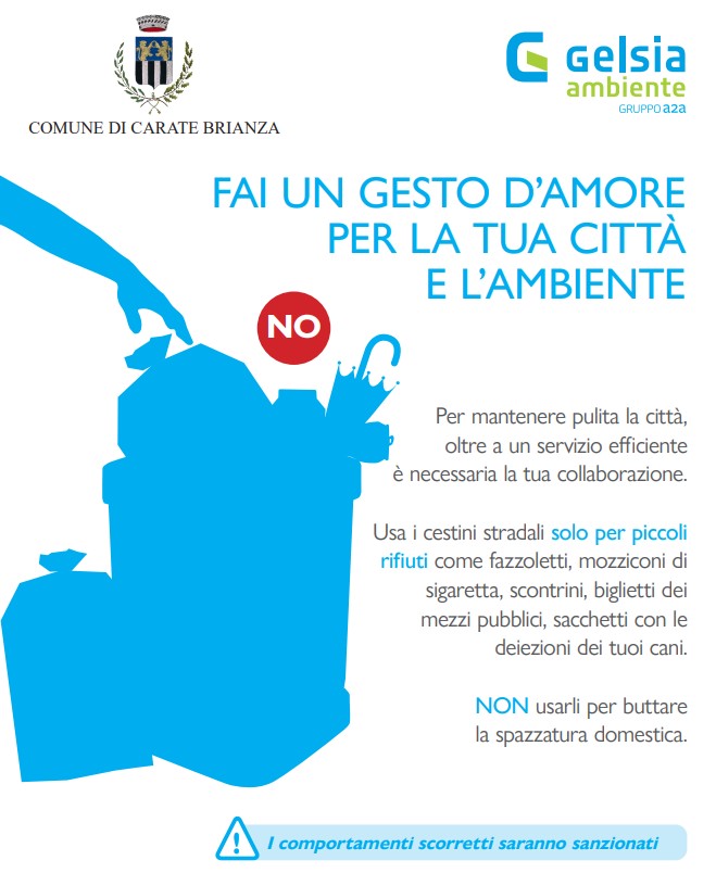Campagna contro l'utilizzo scorretto dei cestini stradali