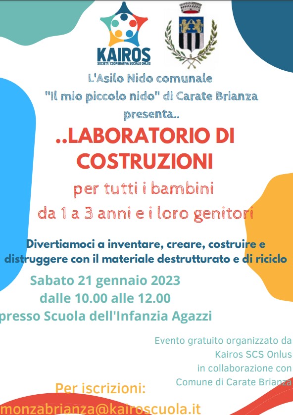 Laboratorio di costruzioni per tutti i bambini da 1 a 3 anni