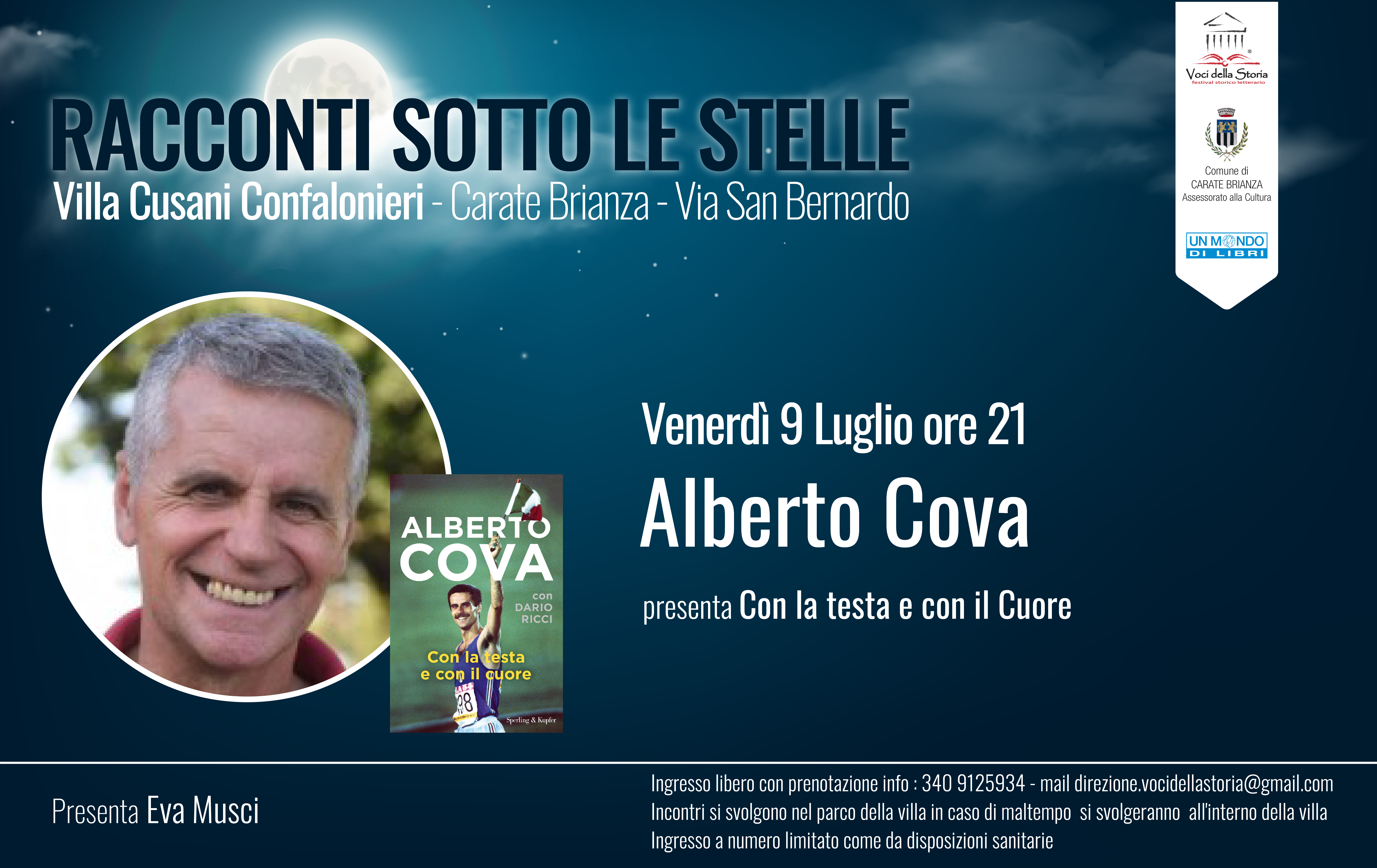 Annullamento serata del 9 luglio della rassegna letteraria “Racconti sotto le stelle”