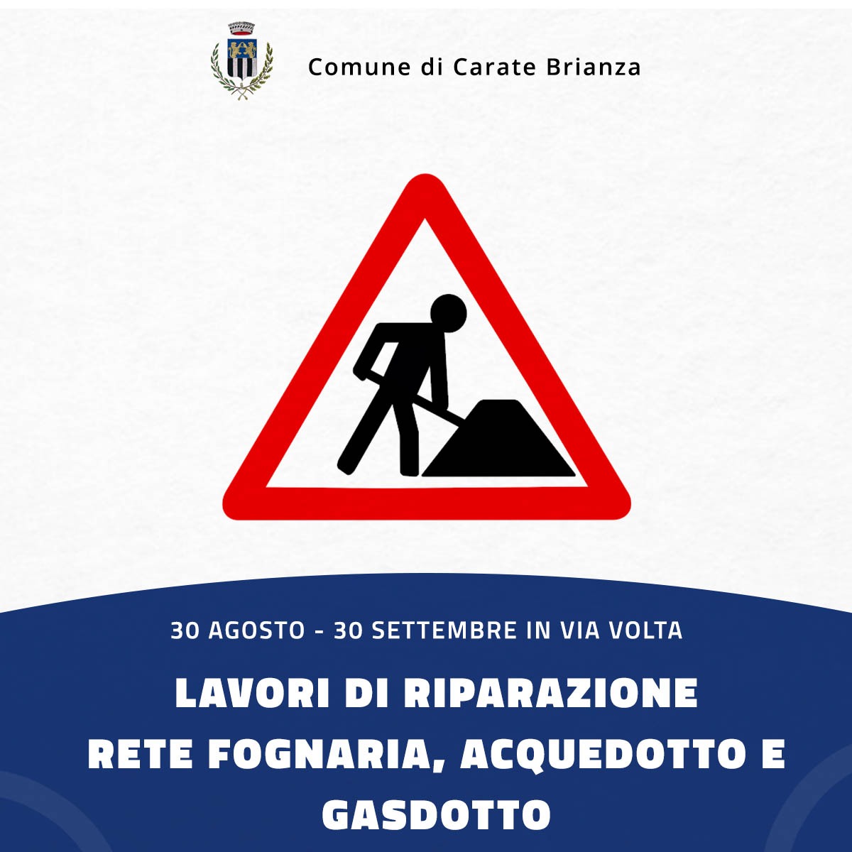 Via Volta: lavori di riparazione della rete fognaria, dell'acquedotto e del gasdotto
