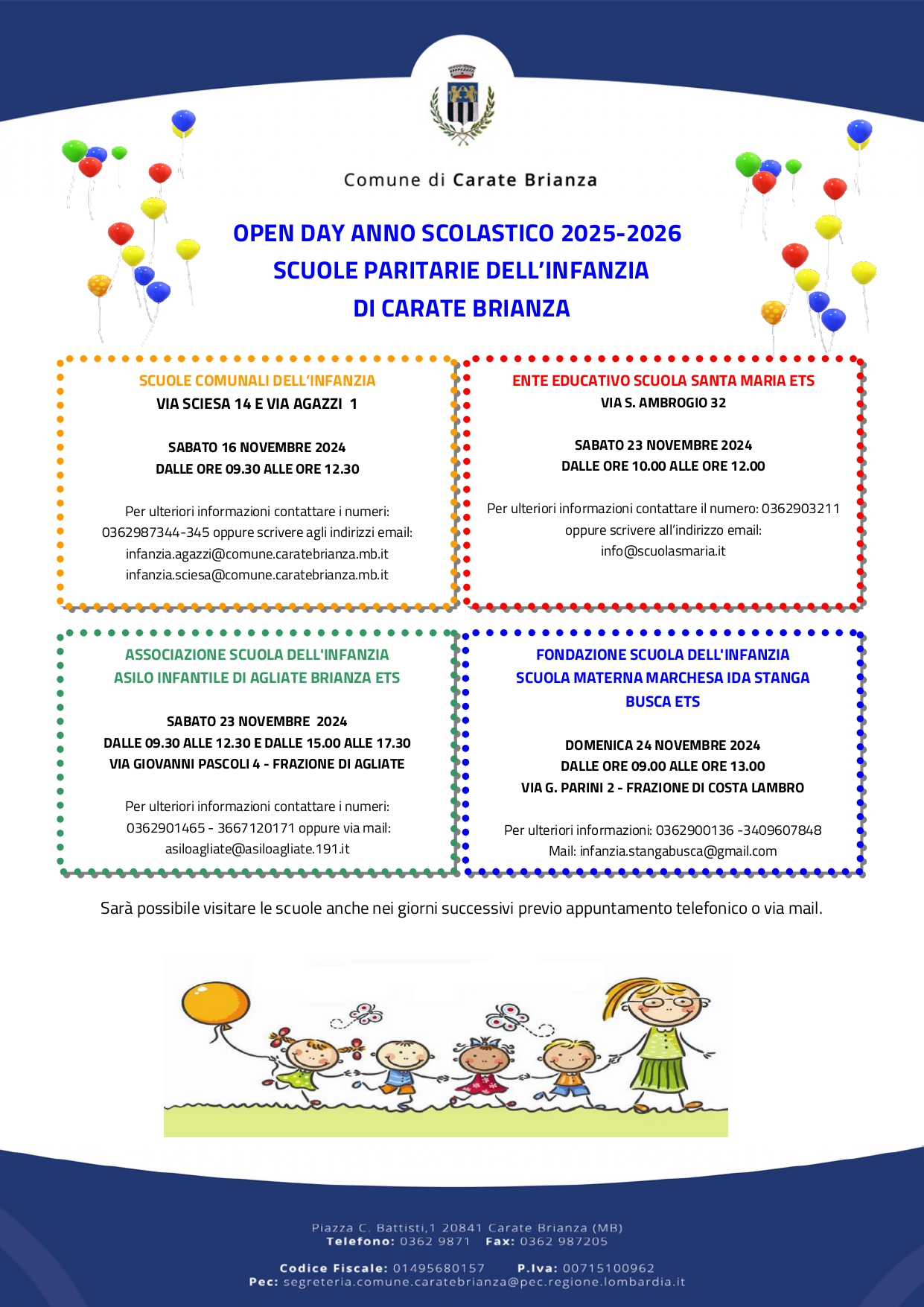 Open Day Scuole dell'Infanzia di Carate Brianza a.s. 2025/2026