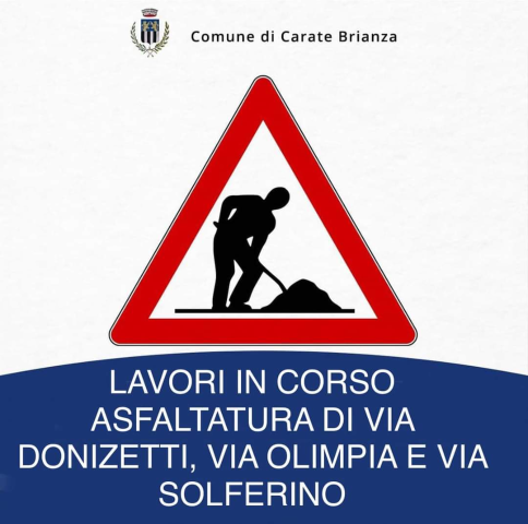 Lavori di asfaltatura di via Donizetti, via Olimpia e via Solferino - avviso viabilità