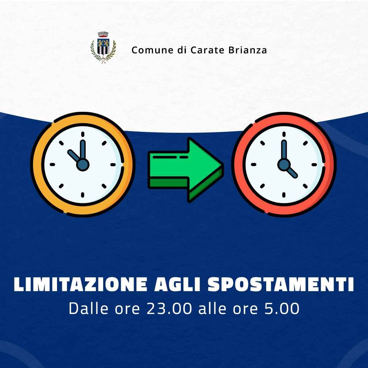 Limitazioni agli spostamenti dalle  23 alle 5